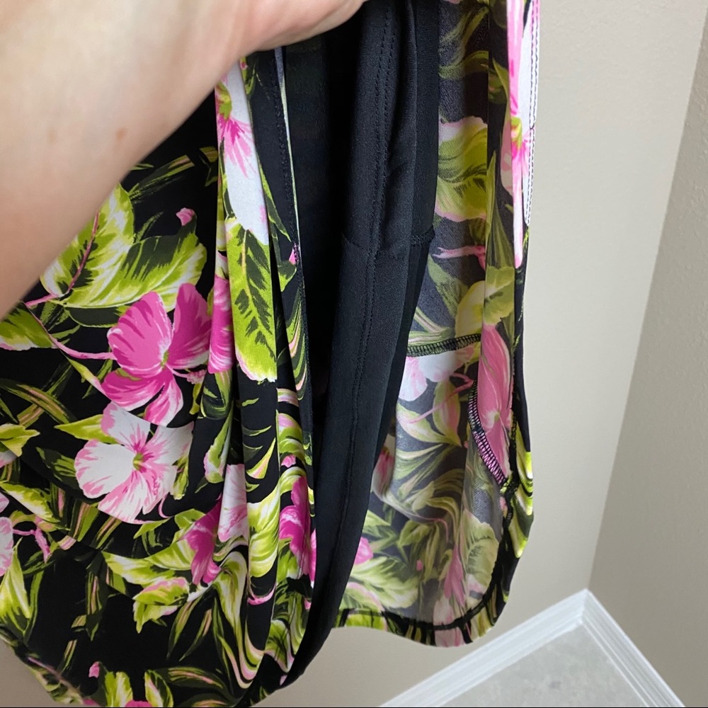 Kasper | Black Pink Green Hibiscus Dress - Picture 7 of 10